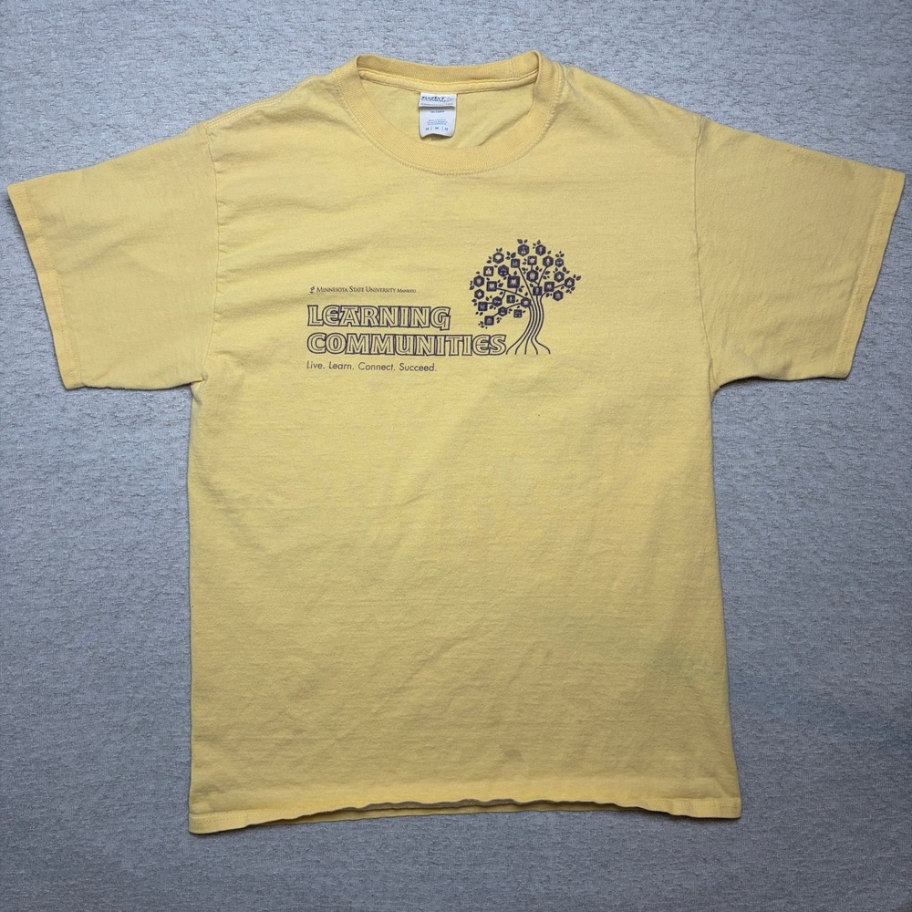 Port & Company Mens T-Shirt Medium Yellow MSU Mankato Learning Communities Tree